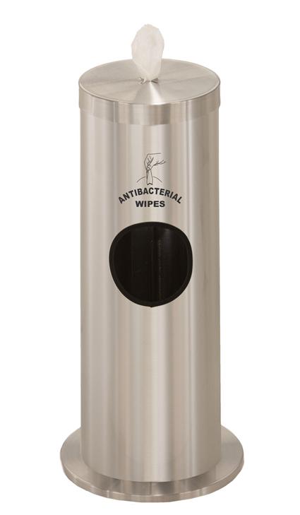 Floor Standing Sanitary Wipe Dispenser w/Sign, Satin Aluminum